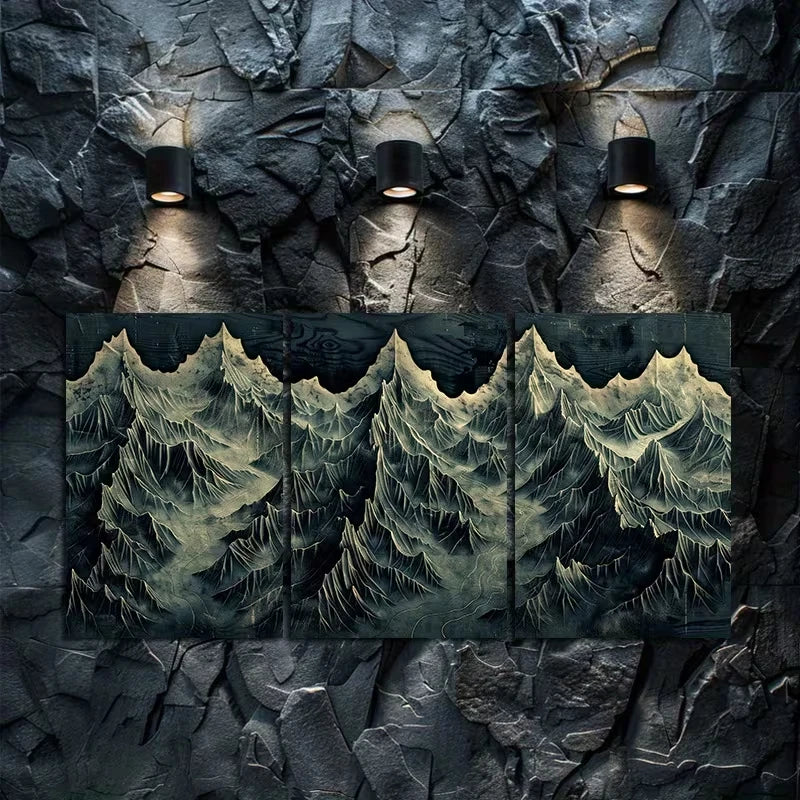 3pcs Thousand Mile of Mountains Wall Art Set Canvas Framed 60x90cm - High Quality Print 100% Australian Made Wall Canvas Ready to Hang