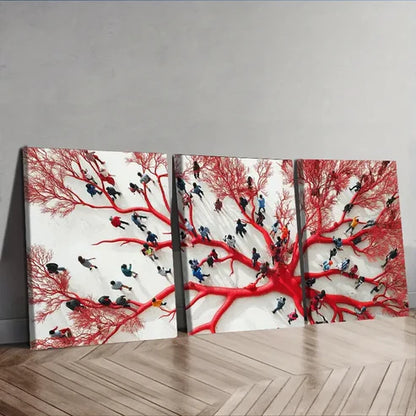 3pcs The red mycelium web Wall Art Set Canvas Unframed - High Quality Print 100% Australian Made Wall Canvas