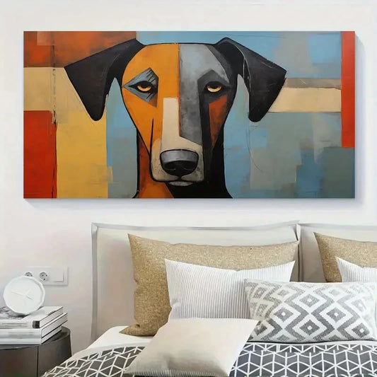 Abstract Art Dog Portrait Wall Art Canvas Office Home Room Framed 120x60cm