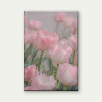 Soft - Hued Pink Tulip Field 60x90cm Metal Print Ready to Hang