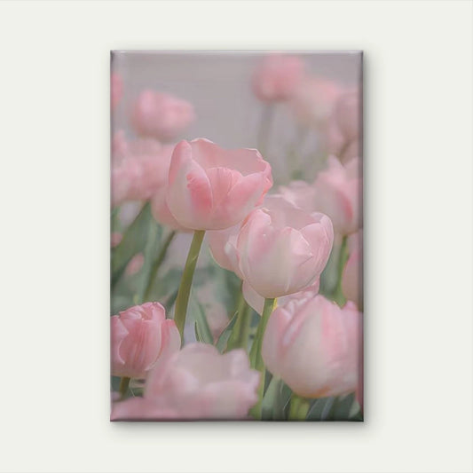 Soft - Hued Pink Tulip Field 60x90cm Metal Print Ready to Hang