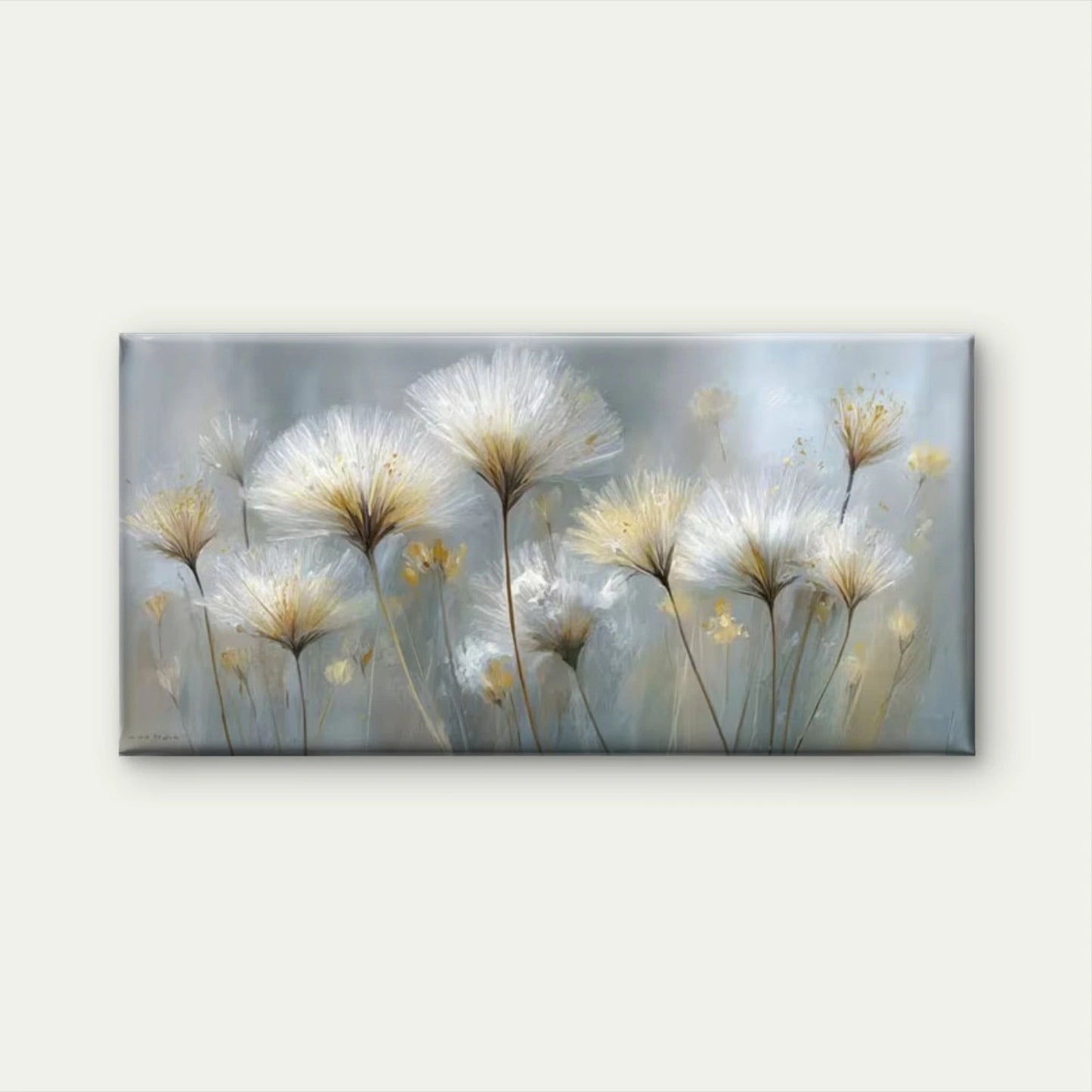 Dandelion Botanical Golden Wall Art Canvas Office Home Room Framed 120x60cm