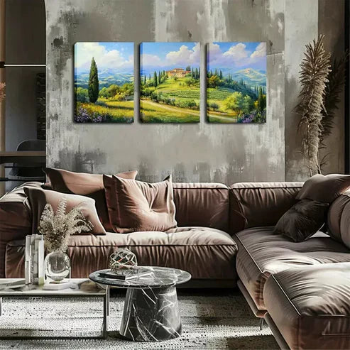 3pcs Hilltop Castle Landscape Wall Art Canvas Unframed - High Quality Print 100% Australian Made Wall Canvas