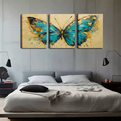 3pcs Stunning Dark Green Butterfly Triptych Wall Art Set Wall Art Canvas Unframed - High Quality Print 100% Australian Made Wall Canvas