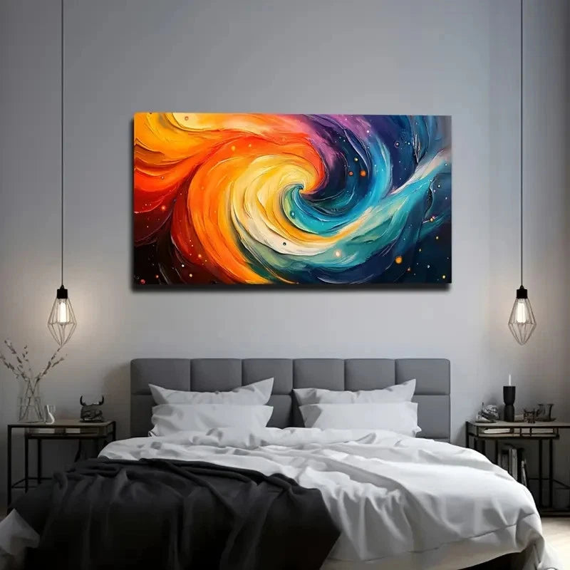 Vibrant Spiral Color Design Wall Art Canvas Office Home Room Framed 120x60cm
