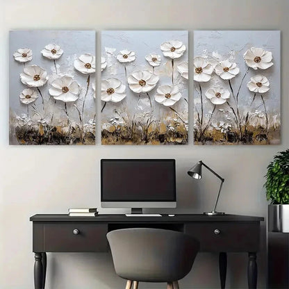 3pcs Floral Meadow Minimalist Landscape Botanical Metal Print Ready to Hang Art - Bella Home Decor