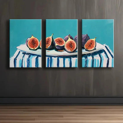 3pcs Chic Figs on a Plate Wall Art Set Canvas Framed 60x90cm - High Quality Print 100% Australian Made Wall Canvas Ready to Hang - Bella Home Decor