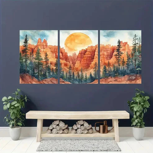 3pcs Bryce Canyon Red Rock Trees  Wall Art Set Canvas Unframed - High Quality Print 100% Australian Made Wall Canvas - Bella Home Decor