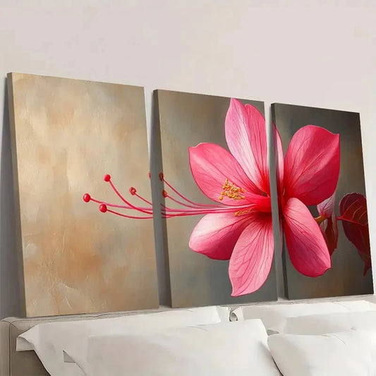 3pcs Fuchsia Flower Canvas Print Flower XA Wall Art Set Canvas Framed 60x90cm - High Quality Print 100% Australian Made Wall Canvas Ready to Hang
