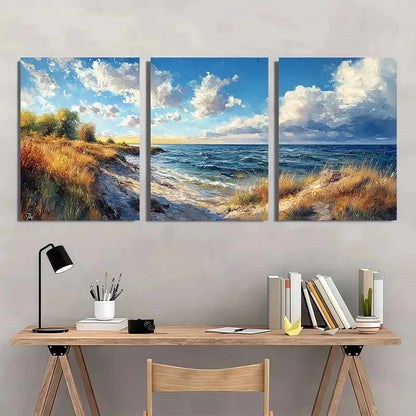 3pcs Lake Shore Sunset Nature Scenery Metal Print Ready to Hang Art - Bella Home Decor