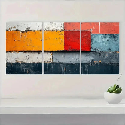 3pcsArt Pastel Industrial Grunge Abstract Metal Print Ready to Hang Art - Bella Home Decor