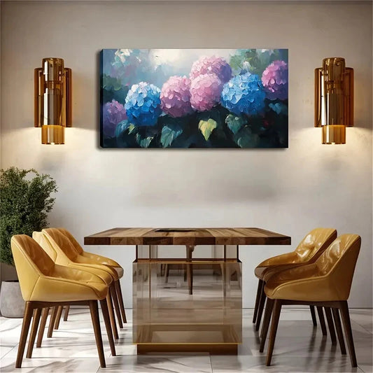 Hydrangea Flowers Minimalist Wall Art Canvas Office Home Room Framed 120x60cm