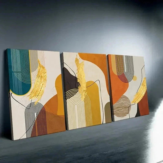 3pcs Abstract Geometric Bohemian Fantasy Wall Art Set Canvas Framed 60x90cm - High Quality Print 100% Australian Made Wall Canvas Ready to Hang