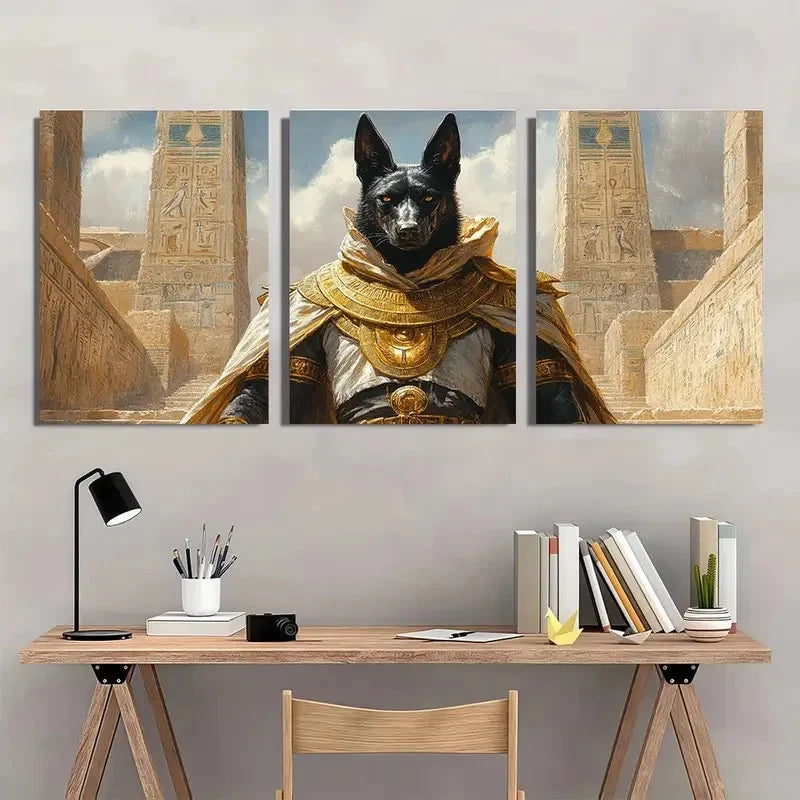 3pcs Egyptian Mythology Featuring the God Wall Art Set Canvas Framed 60x90cm - High Quality Print 100% Australian Made Wall Canvas Ready to Hang