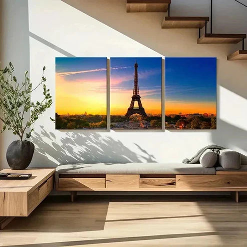 3pcs Famous Eiffel Tower Landscape Wall Art Canvas Unframed - High Quality Print 100% Australian Made Wall Canvas