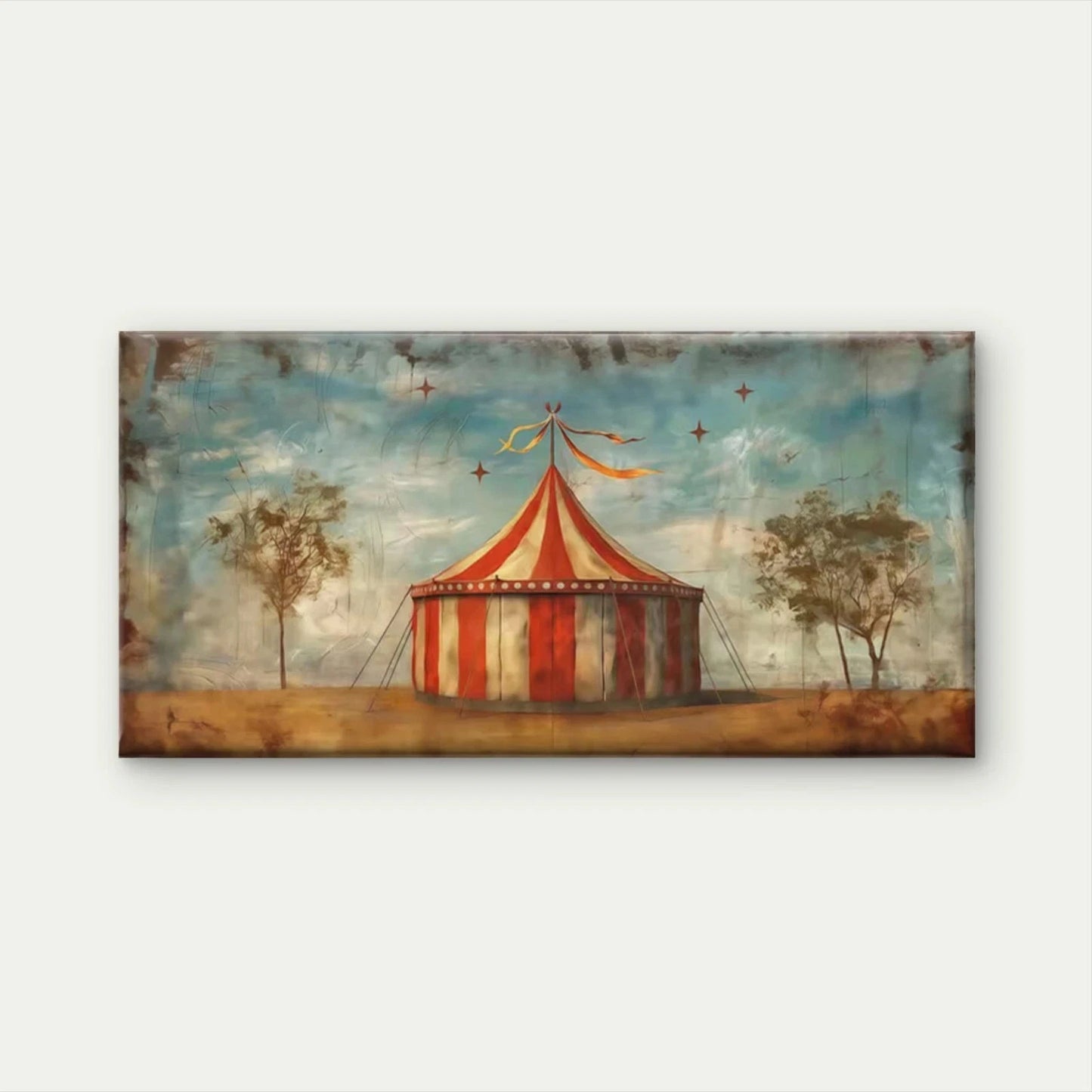 Vintage Circus Tent Wall Art Canvas Office Home Room Framed 120x60cm