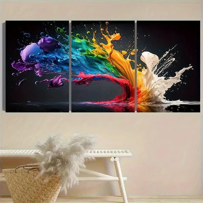 3pcs Dynamic Color Splash rt Wall Art Set Canvas Unframed - High Quality Print 100% Australian Made Wall Canvas - Bella Home Decor