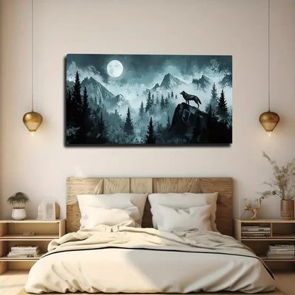Scale Moonlit Mountain Wall Art canvas office home room framed 120x60cm - Bella Home Decor