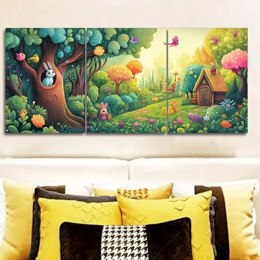 3pcs Fairy tale forest Wall Art Painting Wall Art Set Canvas Framed 40x60cm - High Quality Print 100% Australian Made Wall Canvas Ready to Hang