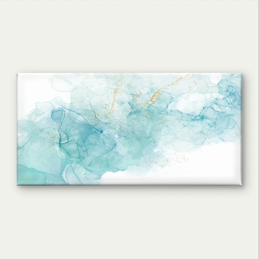 Minimalist Turquoise and Gold Ink Wall Art Canvas Office Home Framed 120x60cm