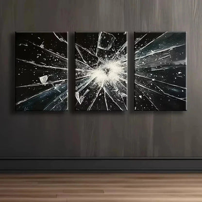 3pcs Broken Glass Design Metal Print Ready to Hang Art - Bella Home Decor