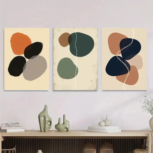 3pcs Modern Abstract Minimalist Vibrant Orange Wall Art Set Canvas Framed 40x60cm - High Quality Print 100% Australian Made Wall Canvas Ready to Hang