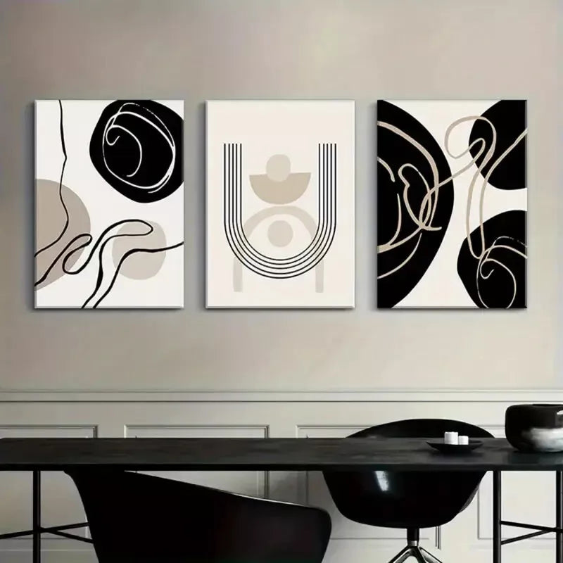 3pcs Abstract Mid Century Modern Boho Wall Art Canvas Framed 40x60cm - High Quality Print 100% Australian Made Wall Canvas Ready to Hang - Bella Home Decor