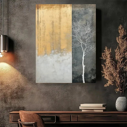 Beautiful Modern Vintage Design With Golden Painting 40x60cm Metal Print Ready to Hang - Bella Home Decor