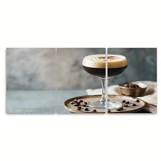 3pcs Espresso Martini Print Wall Art Set Canvas Framed 60x90cm - High Quality Print 100% Australian Made Wall Canvas Ready to Hang
