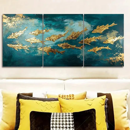 3pcs The school of fish in the water Wall Art Set Canvas Unframed - High Quality Print 100% Australian Made Wall Canvas