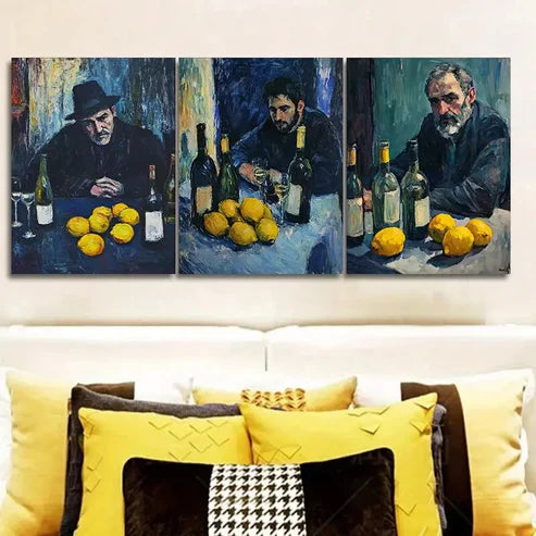 3pcs Drunk Man Wall Art Set Canvas Unframed - High Quality Print 100% Australian Made Wall Canvas - Bella Home Decor