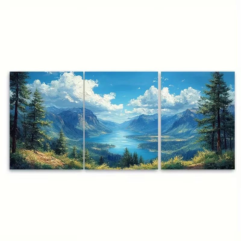 3pcs Columbia Gorge Landscape Metal Print Ready to Hang Art - Bella Home Decor