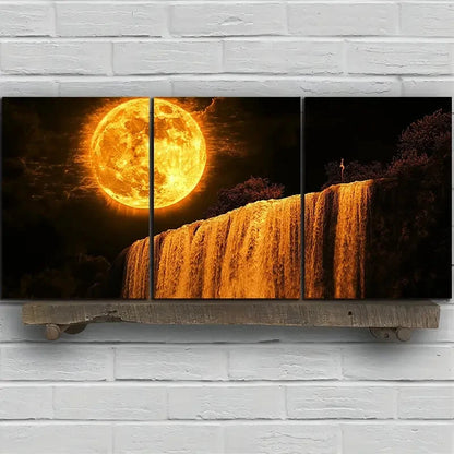 3pcs Vibrant Orange to Black Color Scheme Metal Print Ready to Hang Art - Bella Home Decor
