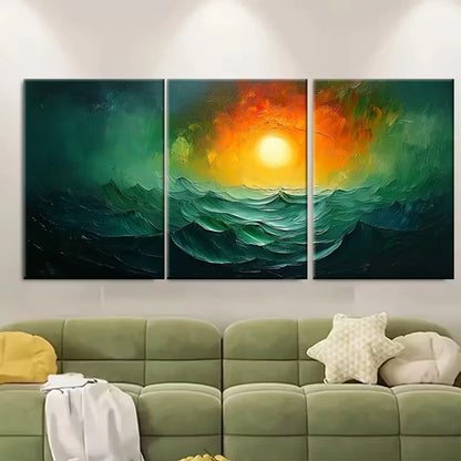 3pcs Large Abstract Oil Painting Metal Print Ready to Hang Art