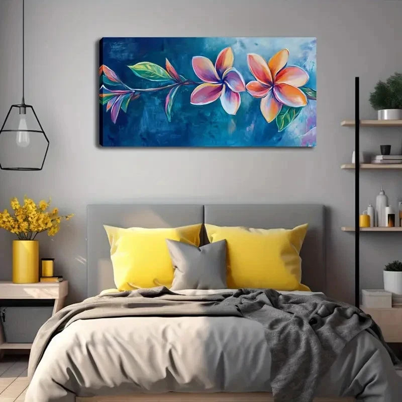 Vibrant Blue Background Wall Art Canvas Office Home Room Framed 120x60cm