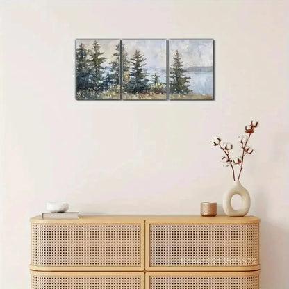 3pcs Forest Art Prints Nature Wall Art Metal Print Ready to Hang Art - Bella Home Decor