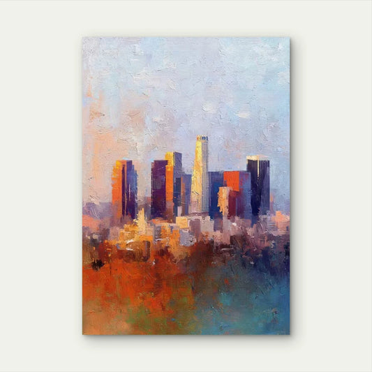 LA Skyline Abstract City Painting 60x90cm Metal Print Ready to Hang