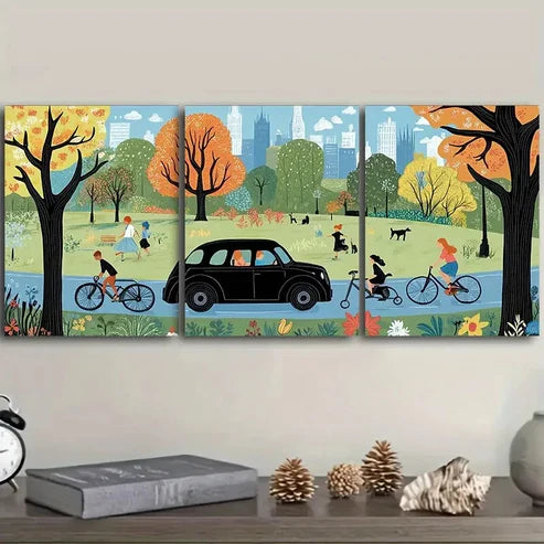 3pcs London Taxi Scene Wall Art Set Canvas Unframed - High Quality Print 100% Australian Made Wall Canvas