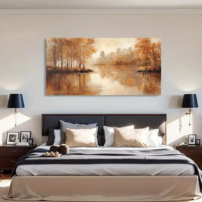 Warm Fall Foliage Scenery Wall Art Canvas Office Home Room Framed 120x60cm - Bella Home Decor