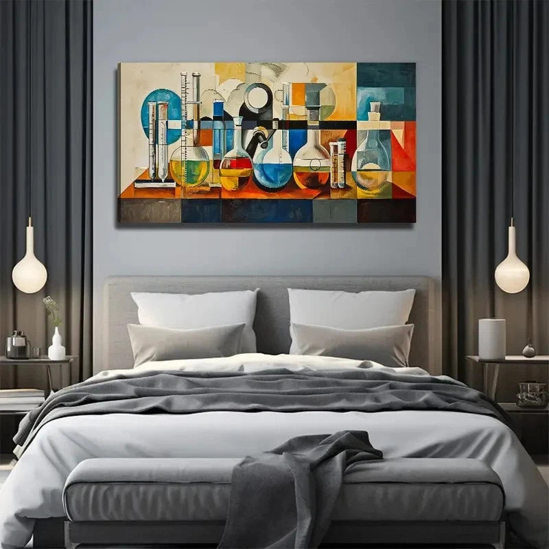 Colorful Abstract Bottles Wall Art Canvas Office Home Room Framed 120x60cm