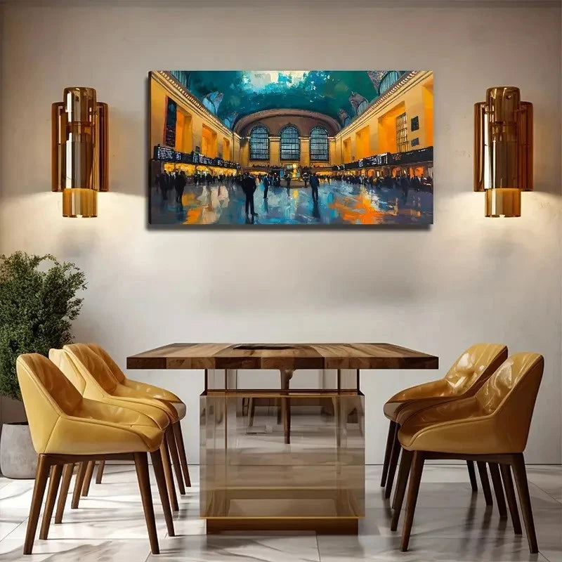 Abstracted Landscape Vibrant Wall Art Canvas Office Home Room Framed 120x60cm
