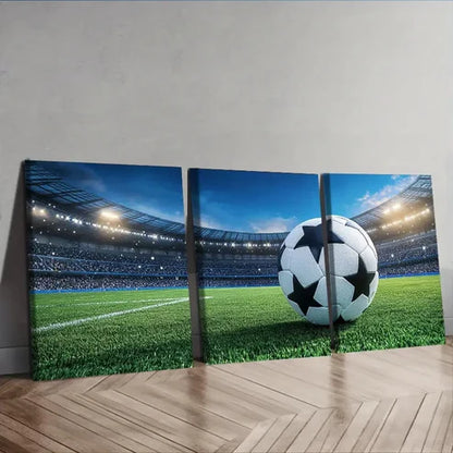 3pcs Big football Wall Art Set Canvas Unframed - High Quality Print 100% Australian Made Wall Canvas - Bella Home Decor