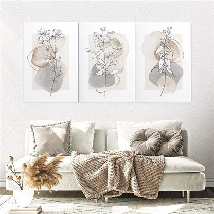 3pcs Abstract Floral Watercolor Botanical Wall Art Set Canvas Framed 50x70cm – High Quality Print, 100% Australian Made Wall Canvas, Ready to Hang