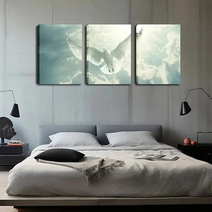 3pcs White Doves Flying Scenes Simple Perfect Wall Art Set Canvas Framed 40x60cm - High Quality Print 100% Australian Made Wall Canvas Ready to Hang - Bella Home Decor