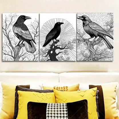 3pcs The psychic Crow Wall Art Set Canvas Unframed - High Quality Print 100% Australian Made Wall Canvas