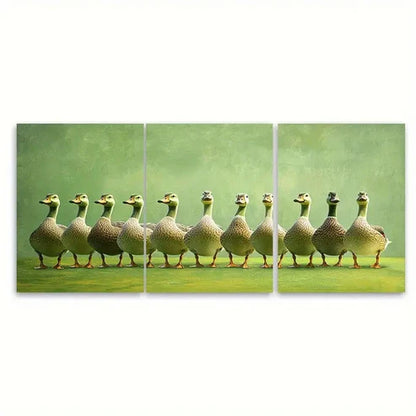 3pcs Silly Goose Funny illustration Wall Art Set Canvas Unframed - High Quality Print 100% Australian Made Wall Canvas