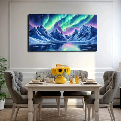 Vibrant Aurora Borealis Sky Wall Art Canvas Office Home Room Framed 120x60cm