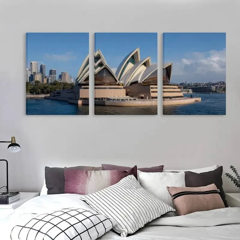3pcs Australian The Sydney Opera House l   Wall Art Set Canvas Framed 50x70cm - High Quality Print 100% Australian Made Wall Canvas Ready to Hang - Bella Home Decor