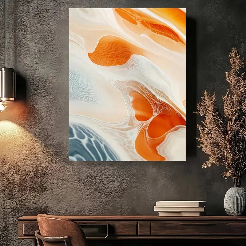Beautiful Abstract Fluid Modern Vintage Painting 40x60cm Metal Print Ready to Hang - Bella Home Decor