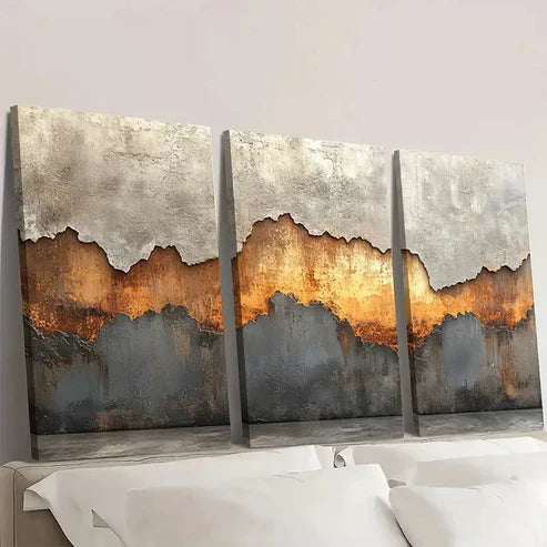 3pcs Brown Wabi Sabi Abstract Textured ti Wall Art Set Canvas Unframed - High Quality Print 100% Australian Made Wall Canvas